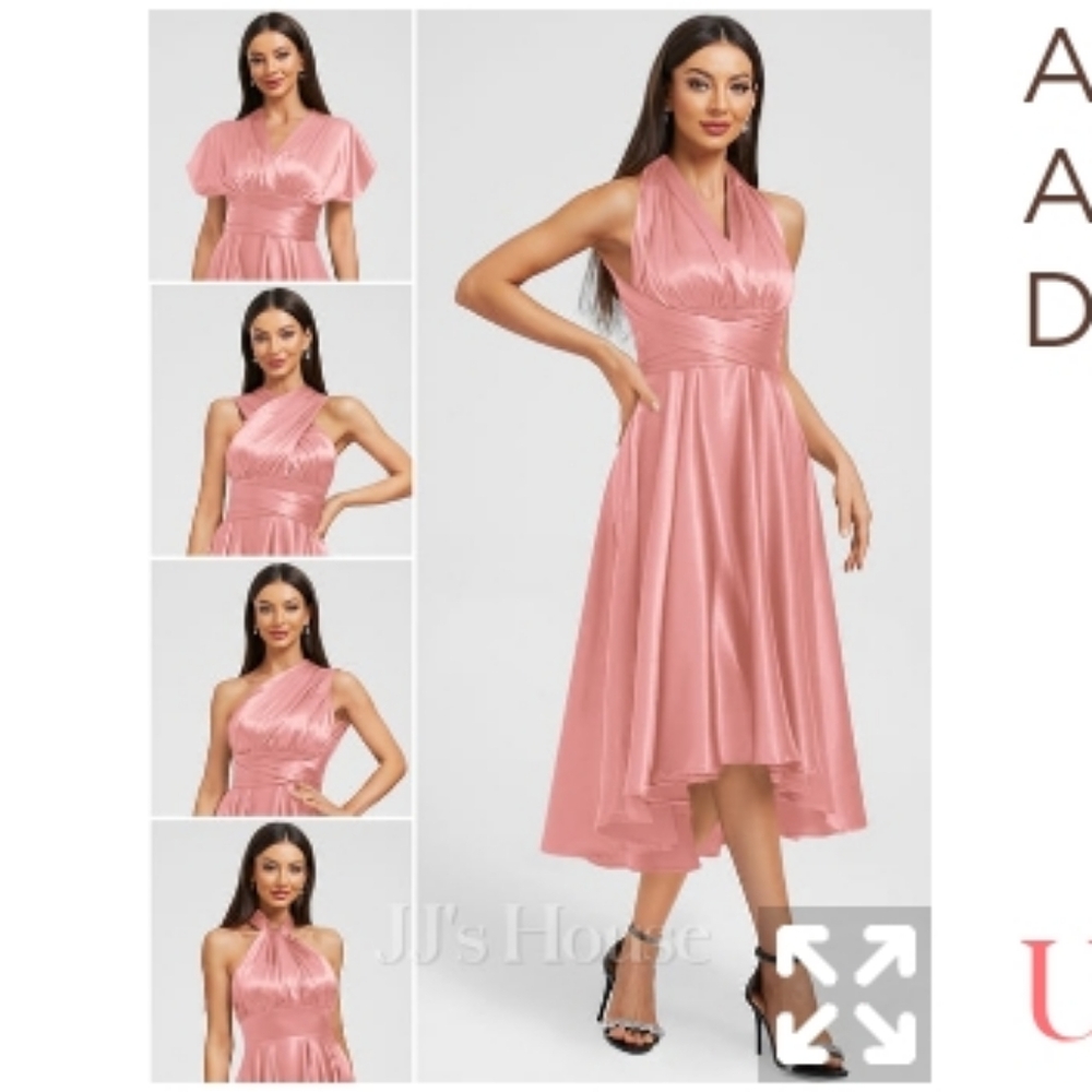 NWT JJs House Size 2 "Pink Chiffon" Convertible Halter Dress Cocktail C-1792
